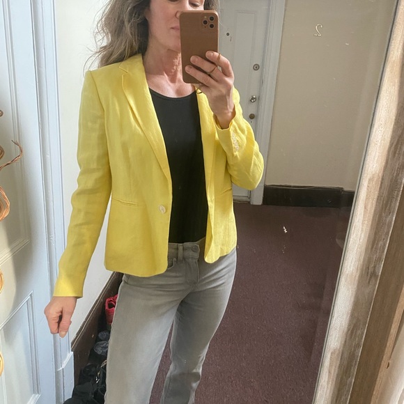 Ralph Lauren canary yellow linen jacket Sz 6 - Picture 13 of 16